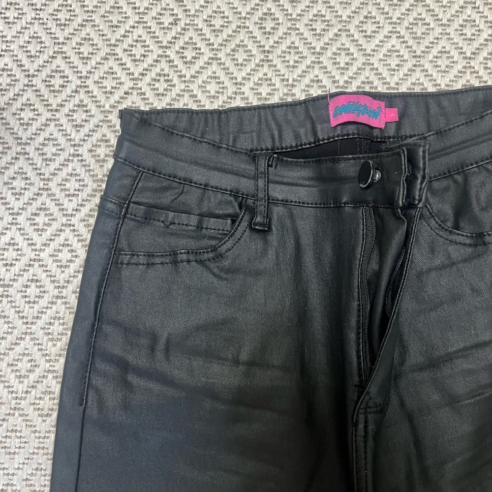 Black Leather Flare Pants